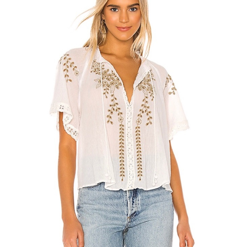 Free people dahlia embroidered blouse